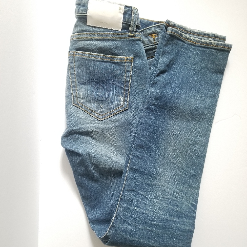 R13 Kate Skinny Distressed Stretchy Jeans Size 27 Mid Wash Blue - Picture 12 of 13